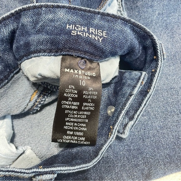 Max Studio Womens Jeans 10 Blue Indigo Dark Wash High Rise Skinny LM3180021 - Picture 7 of 10